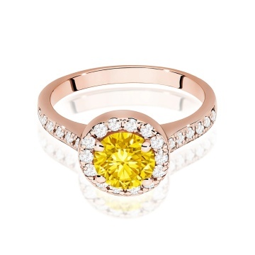 Inel Aur 14K cu Diamante Galbene de Laborator 1.38 ct - Img 6