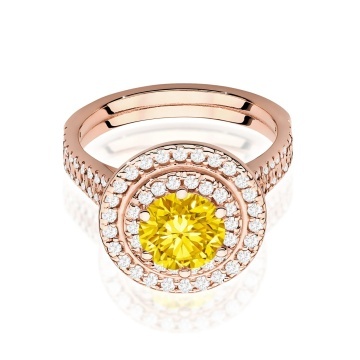 Inel Aur 14K cu Diamante Galbene de Laborator 1.63 ct - Img 6