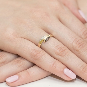 Inel Aur 14K cu Diamante Naturale Albe si Negre 0.03 ct - Img 4