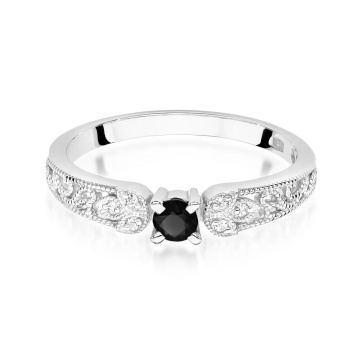 Inel Aur 14K cu Diamante Naturale Albe si Negre 0.15 ct - Img 10