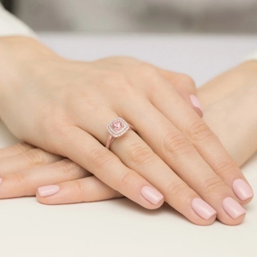 Inel Aur 14K cu Diamante Roz de Laborator 0.78 ct - Img 8