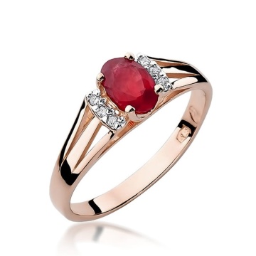Inel Aur 14K cu Granat 0.50 ct si Diamante Naturale 0.05 ct - Img 5
