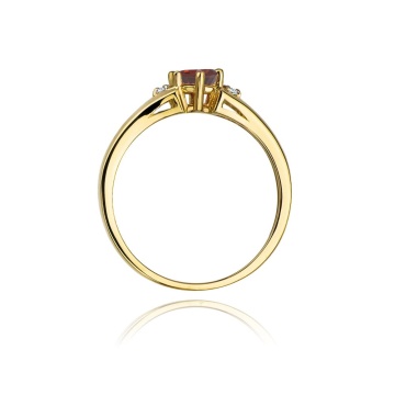 Inel Aur 14K cu Granat 0.60 ct si Diamante Naturale 0.03 ct - Img 3