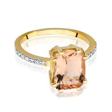Inel Aur 14K cu Morganit 2.80 ct si Diamante Naturale 0.07 ct - Img 2