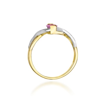 Inel Aur 14K cu Pink Sapphire 0.45 ct si Diamante Naturale 0.05 ct - Img 3