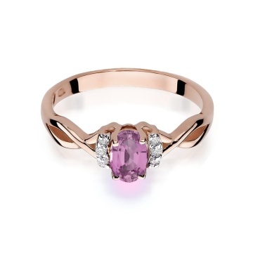 Inel Aur 14K cu Pink Sapphire 0.45 ct si Diamante Naturale 0.05 ct - Img 10
