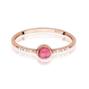 Inel Aur 14K cu Pink Tourmaline 0.30 ct si Diamante Naturale 0.03 ct - Img 5