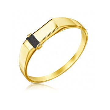 Inel Aur 14k cu Placuta si Cristal Negru - Img 3