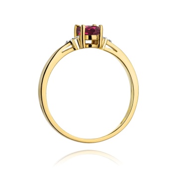 Inel Aur 14K cu Rhodolite 0.50 ct si Diamante Naturale 0.05 ct - Img 3