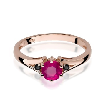Inel Aur 14K cu Rhodolite 0.60 ct si Diamante Naturale Negre 0.03 ct - Img 8