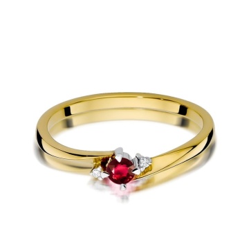Inel Aur 14K cu Rubin 0.15 ct si Diamante Naturale 0.02 ct - Img 2