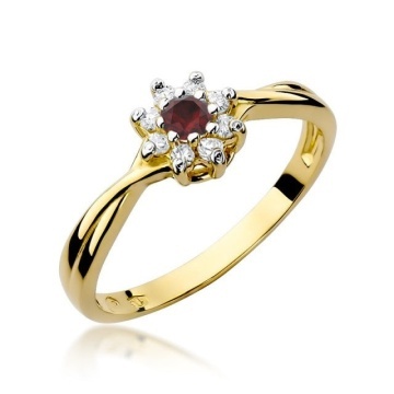 Inel Aur 14K cu Rubin 0.15 ct si Diamante Naturale 0.12 ct