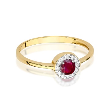 Inel Aur 14K cu Rubin 0.30 ct si Diamante Naturale 0.10 ct - Img 2
