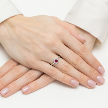 Inel Aur 14K cu Rubin 0.30 ct si Diamante Naturale 0.10 ct - Img 12