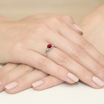 Inel Aur 14K cu Rubin 0.60 ct si Diamante Naturale 0.03 ct - Img 11