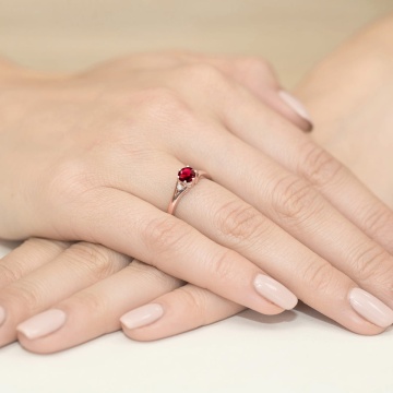 Inel Aur 14K cu Rubin 0.60 ct si Diamante Naturale 0.03 ct - Img 12