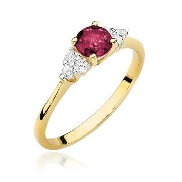 Inel Aur 14K cu Rubin 0.60 ct si Diamante Naturale 0.18 ct