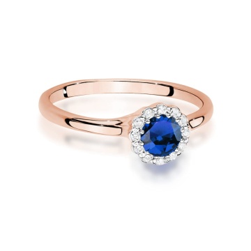 Inel Aur 14K cu Safir 0.50 ct si Diamante Naturale 0.10 ct - Img 6