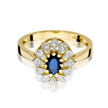 Inel Aur 14K cu Safir 0.70 ct si Diamante Naturale 0.10 ct - Img 2