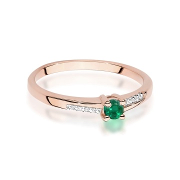 Inel Aur 14K cu Smarald 0.15 ct si Diamante Naturale 0.04 ct - Img 5