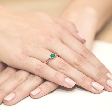 Inel Aur 14K cu Smarald 0.40 ct si Diamante Naturale 0.03 ct - Img 8