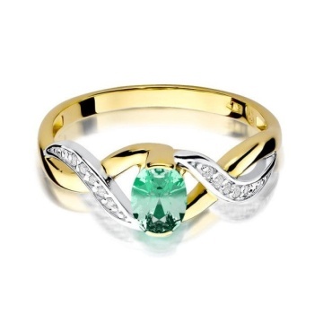 Inel Aur 14K cu Smarald 0.40 ct si Diamante Naturale 0.05 ct - Img 2