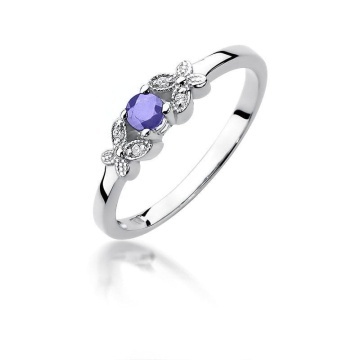 Inel Aur 14K cu Tanzanit 0.15 ct si Diamante Naturale 0.02 ct