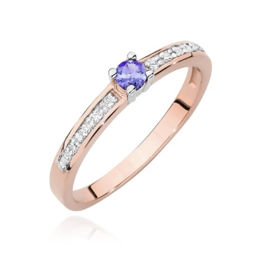 Inel Aur 14K cu Tanzanit 0.15 ct si Diamante Naturale 0.05 ct - Img 9