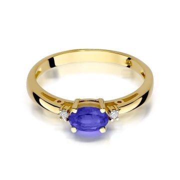 Inel Aur 14K cu Tanzanit 0.40 ct si Diamante Naturale 0.03 ct - Img 2