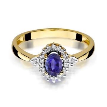 Inel Aur 14K cu Tanzanit 0.40 ct si Diamante Naturale 0.10 ct - Img 2