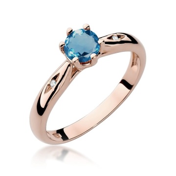 Inel Aur 14K cu Topaz London Blue 0.50 ct si Diamante Naturale 0.01 ct - Img 5