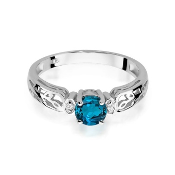 Inel Aur 14K cu Topaz London Blue 0.50 ct si Diamante Naturale 0.02 ct - Img 10