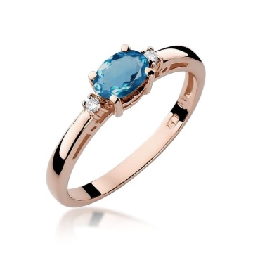 Inel Aur 14K cu Topaz London Blue 0.50 ct si Diamante Naturale 0.03 ct - Img 5