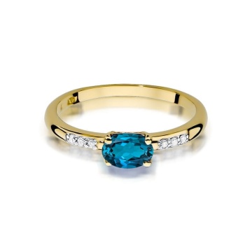 Inel Aur 14K cu Topaz London Blue 0.50 ct si Diamante Naturale 0.03 ct - Img 2
