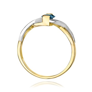 Inel Aur 14K cu Topaz London Blue 0.50 ct si Diamante Naturale 0.05 ct - Img 3