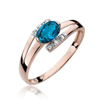 Inel Aur 14K cu Topaz London Blue 0.50 ct si Diamante Naturale 0.05 ct - Img 5