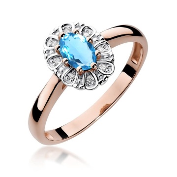 Inel Aur 14K cu Topaz London Blue 0.50 ct si Diamante Naturale 0.07 ct - Img 8