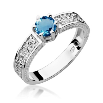 Inel Aur 14K cu Topaz London Blue 0.50 ct si Diamante Naturale 0.08 ct - Img 8