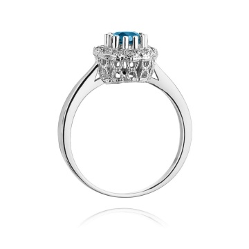 Inel Aur 14K cu Topaz London Blue 0.50 ct si Diamante Naturale 0.17 ct - Img 9