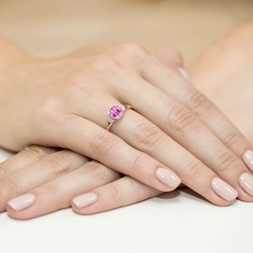 Inel Aur 14K cu Topaz Roz 1.10 ct si Diamante Naturale 0.01 ct - Img 7