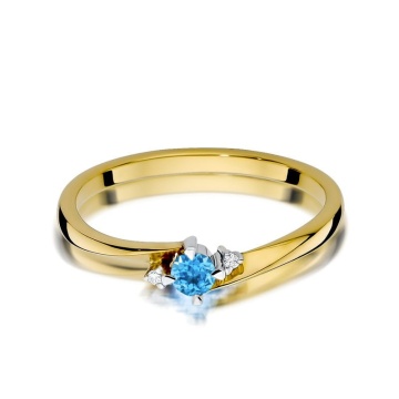 Inel Aur 14K cu Topaz Swiss 0.15 ct si Diamante Naturale 0.02 ct - Img 2