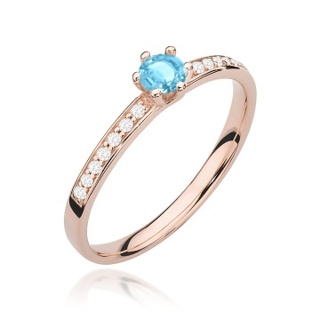 Inel Aur 14K cu Topaz Swiss 0.15 ct si Diamante Naturale 0.07 ct - Img 5