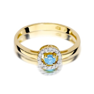 Inel Aur 14K cu Topaz Swiss 0.15 ct si Diamante Naturale 0.08 ct - Img 2