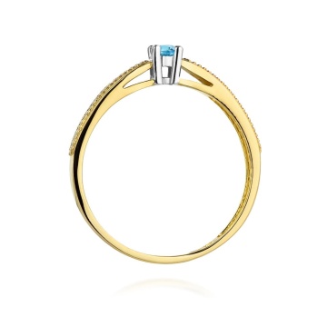 Inel Aur 14K cu Topaz Swiss 0.15 ct si Diamante Naturale 0.09 ct - Img 3