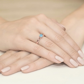 Inel Aur 14K cu Topaz Swiss 0.50 ct si Diamante Naturale 0.01 ct - Img 9