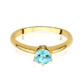 Inel Aur 14K cu Topaz Swiss 0.50 ct si Diamante Naturale 0.04 ct - Img 2