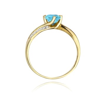 Inel Aur 14K cu Topaz Swiss 0.50 ct si Diamante Naturale 0.05 ct - Img 3