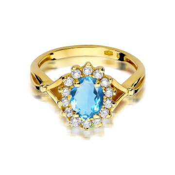 Inel Aur 14K cu Topaz Swiss 0.50 ct si Diamante Naturale 0.12 ct - Img 2