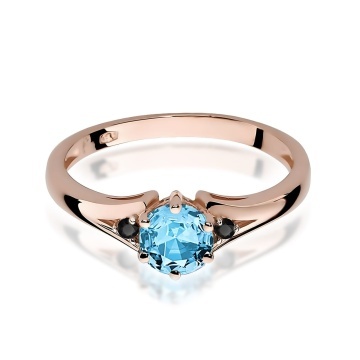 Inel Aur 14K cu Topaz Swiss 0.50 ct si Diamante Naturale Negre 0.03 ct - Img 8