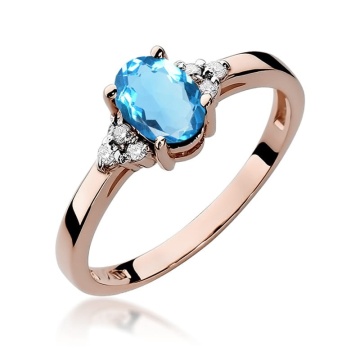 Inel Aur 14K cu Topaz Swiss 0.90 ct si Diamante Naturale 0.05 ct - Img 5